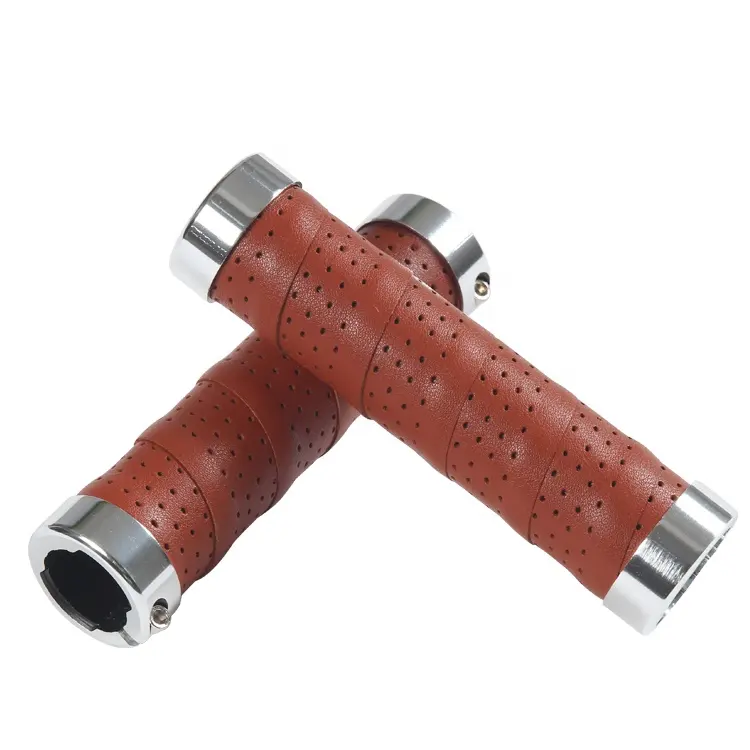 Wholesale New Design Style Cow Leather MTB Bicycle Handlebar Grips