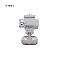 Válvula de Bola Eléctrica de Acero Inoxidable CF8M de 3 Pulgadas, 3 Vías, Puerto en T, 1000 WOG, 24 Voltios, Rosca Hembra, Accionamiento Eléctrico, KLION RTS DN80