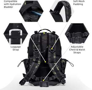 लैपटॉप कम्पार्टमेंट के साथ पुरुषों और महिलाओं के लिए सर्वश्रेष्ठ काला 3 दिवसीय वॉटरप्रूफ टैक्टिकल कैरी गियर असॉल्ट रेंज गो बैग - Product Image 3