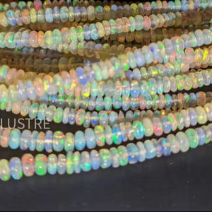 100% naturel éthiopien opale de feu Rondelle lisse perles 3-5mm brin blanc pour la fabrication de bijoux - Product Image 1