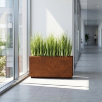 Kotak Penanam Luar Ruangan Persegi Panjang dari Baja Corten, Pot Tanam Berlapis Epoksi, Desain Pedesaan Modern, untuk Kebun Komersial