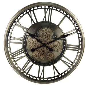 새로운 유럽 금속 기어 벽시계 미국 레트로 아트 시계 거실 장식 크리 에이 티브 포인터 석영 시계