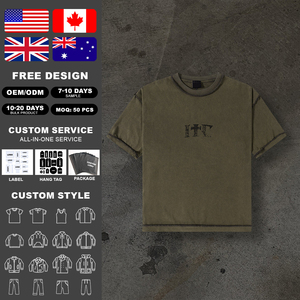 T-shirt vintage pour homme KingSen, logo personnalisé, respirant, manches courtes, coupe ample, 100% coton, col rond, impression numérique - Product Image 2