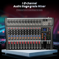 Mixer Audio 12 Kanal USB 48V Phantom Power Efek Digital untuk Siaran Langsung Karaoke Panggung Buatan Sendiri