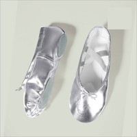 Chaussons de danse BW15 en PU doré métallisé, semelle fendue, sans lacets, sangle élastique, semelle souple, pour enfants et adultes, performance scénique, entraînement de gymnastique