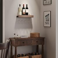 Rustique State Smith mural bois flottant porte-bouteilles de vin noyer porte-verrerie verres à pied étagère organisateur de stockage pour la maison