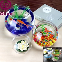 Décoration de table pour mariage, bureau, maison, vase à fleurs en verre, aquarium, aquarium, forme ronde et claire, petit bol à poissons