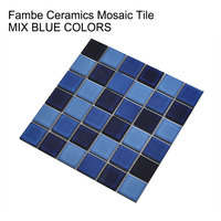 Mosaïque de carreaux en céramique de porcelaine émaillée bleu foncé classique et moderne pour bordures de piscine et mosaïques de piscine