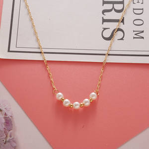 HOVANCI-collar de acero inoxidable chapado en oro de 18k para mujer, gargantilla de cuentas de perlas, cadena de eslabones - Product Image 2