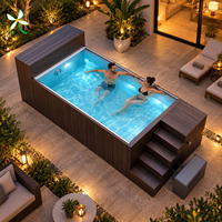 Piscine hors sol en fibre de verre avec jets de massage, jacuzzi extérieur, structure résistante à la corrosion, idéale pour villa - Offre spéciale