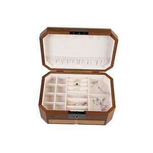 กล่องกระจกโมเสคไม้วอลนัททรงสี่เหลี่ยมหรูหรา DS พร้อมช่องเก็บของหลายช่อง กล่องเก็บเครื่องประดับไม้ - Product Image 2