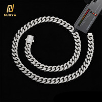 Collier chaîne cubaine NUOYA 10 mm en moissanite VVS, plaqué or 18 carats, en acier inoxydable, style hip-hop glacé pour hommes