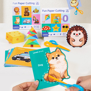 <span class=keywords><strong>Jeux</strong></span> de découpe de papier amusants Montessori, livre de <span class=keywords><strong>dessin</strong></span>, cartes d'appariement, jouets éducatifs d'intelligence pour enfants, garçons et filles - Product Image 1