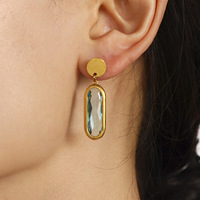 Pendientes colgantes de piedra de cristal checo importados súper brillantes multifacéticos chapados con bordes de oro real de 18K pendientes de alta calidad