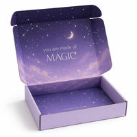 Boîtes d'expédition personnalisées pour le commerce électronique, bijoux, cosmétiques, soins de la peau, logo personnalisé, boîte en papier violette avec fermeture adhésive, emballage compact