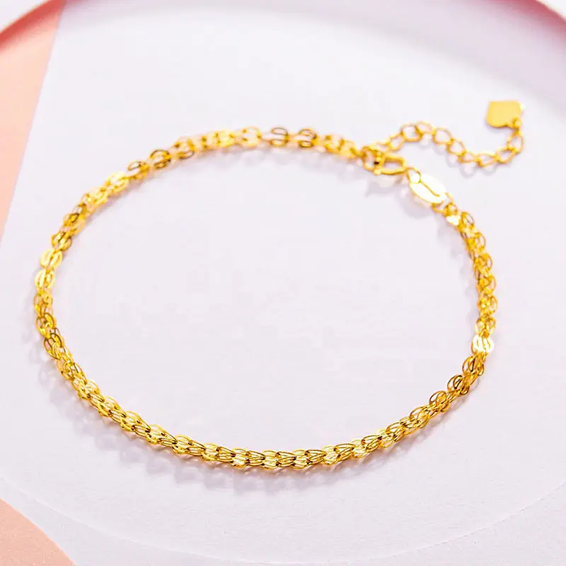 Модный мужской браслет-цепочка Figaro из твердого золота 18 карат, ювелирные изделия