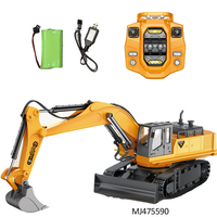 Excavatrice RC 11 canaux en métal moulé sous pression, véhicule d'ingénierie télécommandé, jouet chenillé avec éclairage et musique
