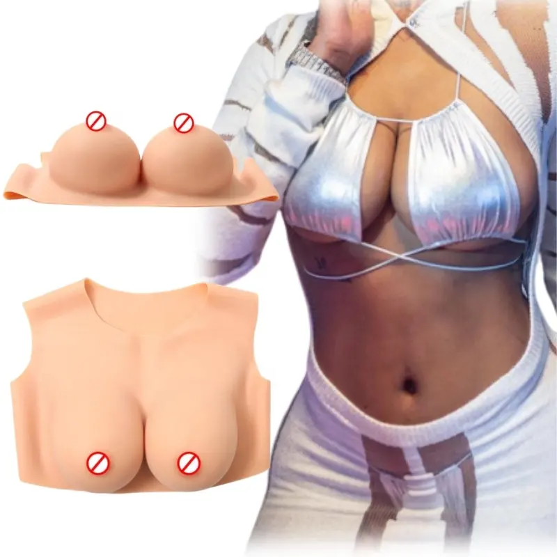 Realistic Cosplay Fake Breasts Low neck Silicone Realistic 3d Boobs for Men Shemale Crossdressing Man To Woman Female big boobs