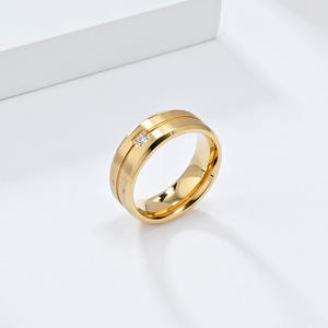 Popular yunnique minimalist hip-hop style men's <b>ring</b> with a single zircon inlaid <b>titanium</b> steel a fashionable and - Product Image 4