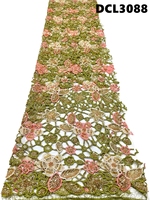 Tissu en dentelle guipure dorée avec perles, prix de gros, approvisionnement en vrac, tissu en dentelle brodée, dentelle française pour robes de mariée