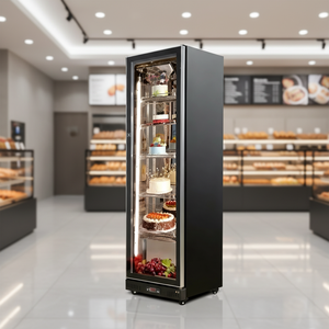 Nuelead NE-330ck Black 330L One <b>Door</b> Auto Defrost Vertical <b>Stand</b> Commercial Dessert Pastry Cake Display Chiller Cabinet - Product Image 1