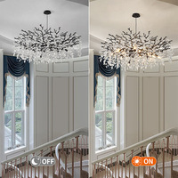 Lustre en cristal en forme de branche d'arbre, lampe suspendue noire de luxe pour restaurant, chambre et salon, fabrication Zhongshan