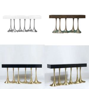 Armoire américaine moderne de luxe en métal Buffet Janus Vert Noir Top Gold Leaf Base <span class=keywords><strong>Console</strong></span> Hotel Villa Réception Décor Entrée - Product Image 6