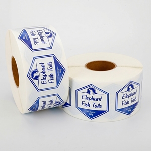<b>Elephant</b> Fish Tails Hexagon Self-Adhesive Labels Paper Offset Printing Durable 3 in Core Dia. Food Packaging - Product Image 5