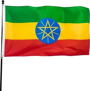 Negara Ethiopia 3 * 5FT bendera 75D poliester Digital Printing Etiopia menggantung bendera luar ruangan