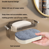 Boîte à savon murale en plastique de luxe légère éponge ventouse crochets en métal Drainage non perforé pour la maison salle de bain salon