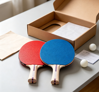 Ensemble de raquettes de tennis de table en bois 5 plis de haute qualité avec surface en caoutchouc à picots, balles et kit de jeu pour sports d'intérieur