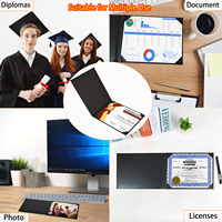 Porte-certificat de diplôme A5 personnalisé double face en cuir PU noir, dossier de certification vierge