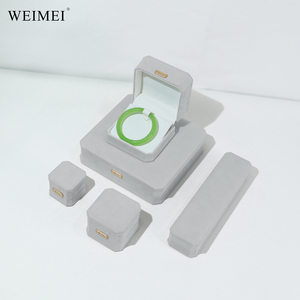 WEIMEI Custom Grey Suede Octagon <b>Jewelry</b> <b>Box</b> New Design for Ring Necklace Factory Direct - Product Image 3
