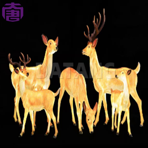 Led-<b>lighted</b> Standing Reindeer Family Ornament Acrylic Fiberglass Christmas Halloween Thanksgiving Landscape Garden Decoration - Product Image 6