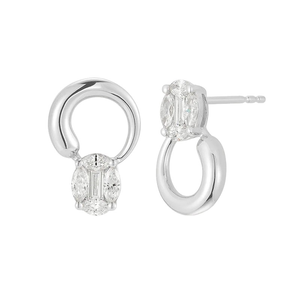 Ingrosso gioielli personalizzati semplici delicati 14/18k oro placcato 925 <span class=keywords><strong>argento</strong></span> Sterling geometrico asimmetrico <span class=keywords><strong>orecchini</strong></span> di diamanti - Product Image 2