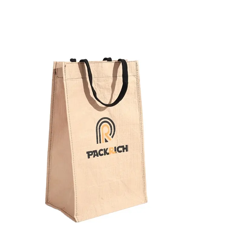 Sac en papier kraft brun doublé en coton recyclé renforcé de haute qualité avec logo OEM