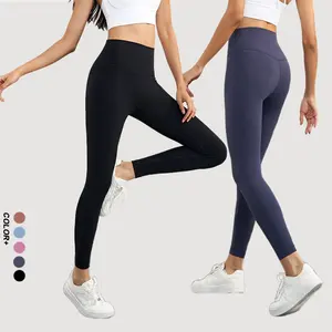 Custom Logo High Waist Yoga Sweat-wicking Leggings With Back Pockets Wholesale Women Soft Inseam Sports Pants80nylon 20spandex