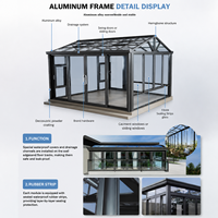Pergola moderne personnalisée pour l'extérieur, résistante au vent, toit plat, véranda en verre, structure en aluminium, installation facile, haute transmission de la lumière