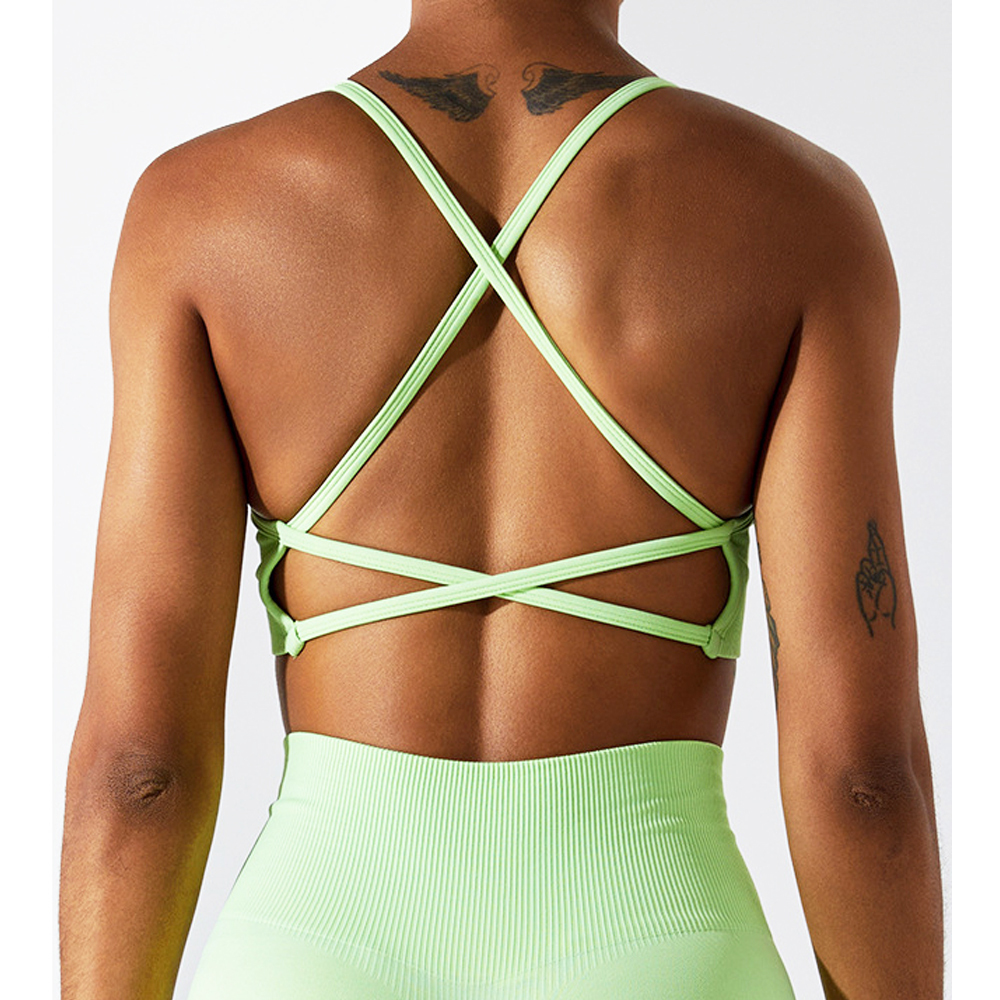 Cross Back Strap High Impact Cross Back Medium Support Seamless Sexy Custom Yoga Girl Fitness New Design Sports Bra for Women