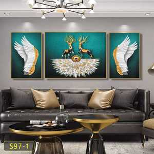 Style nordique nouvelle lumière de luxe décoration de salon <span class=keywords><strong>peinture</strong></span> moderne paysage nature morte simple canapé arrière-plan mur triptyque - Product Image 6