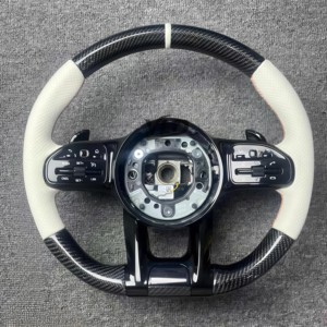 Volante de Fibra de Carbono con Cuero Negro y LED RPM, Mejora Deportiva para <span class=keywords><strong>Mercedes</strong></span>-<span class=keywords><strong>Benz</strong></span> <span class=keywords><strong>AMG</strong></span> Clase C/E/S - Product Image 4