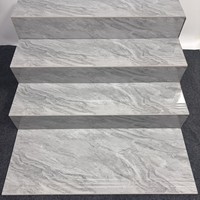 Carreaux de porcelaine brillants rectangulaires à motif marbre gris, carreaux antidérapants pour escaliers d'hôtels et villas, projet OEM