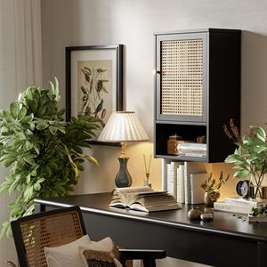 Gabinete de Almacenamiento Moderno SENYU de Ratán Negro con Estante para Baño, Cocina, Decoración de Sala de Estar - Product Image 2
