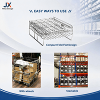 Conteneur en treillis métallique pliable et détachable, empilable, robuste, capacité 300 kg, pour un stockage efficace des marchandises et des entrepôts