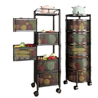 Fourniture directe d'usine support de stockage en métal mobile rotatif support de légumes fruits au sol pour chambre cuisine salon
