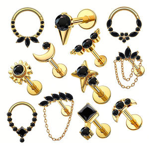 G23 ASTM F136 titanio Labret borchie CZ fiore per orecchini Piercing trago internamente filettato trago Piercing - Product Image 1