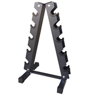 Support de rangement pour haltères en gros, 5 niveaux, en forme de A, avec doublure en caoutchouc et pieds antidérapants pour l'organisation de la salle de sport à domicile