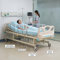 Lit médical manuel à double manivelle 2 fonctions pour patient, semi-élevable, pour hôpital, vente en gros