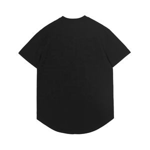 Nuevo diseño dobladillo curvo peso pesado algodón niños camiseta Streetwear viejo negro ácido lavado camisetas para hombres - Product Image 6