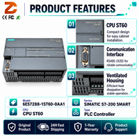 Siemens 6ES7288-1ST60-0AA1 SIMATIC S7-200 SMART CPU ST60 DC/DC/DC PLC 36DI 24DO 24V DC 50KB Módulo Controlador Industrial